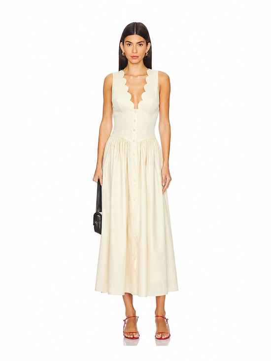 Dresses & Skirts - NWT Mable Serena dress in off white scalloped v-neck